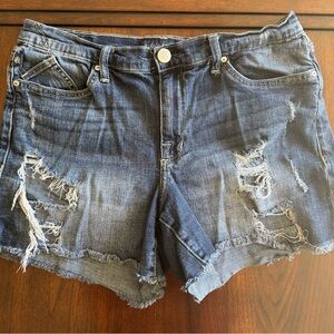 Women’s Rock & Republic Shredded Shorts Sz 14 Blue Jean Shorts Ripped